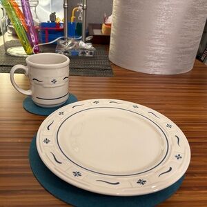 Longaberger dinner plate and mug set